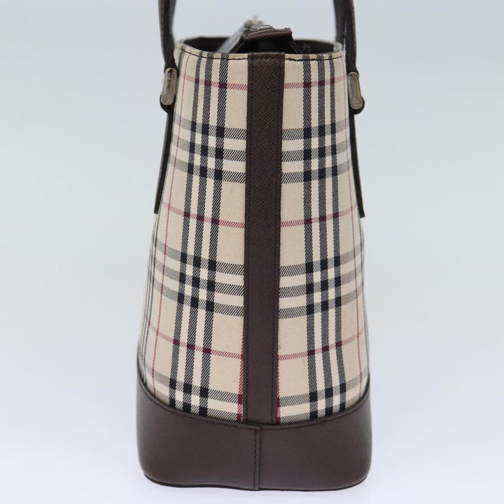 Burberry Nova Check Hand Bag Canvas Beige Auth fm3415