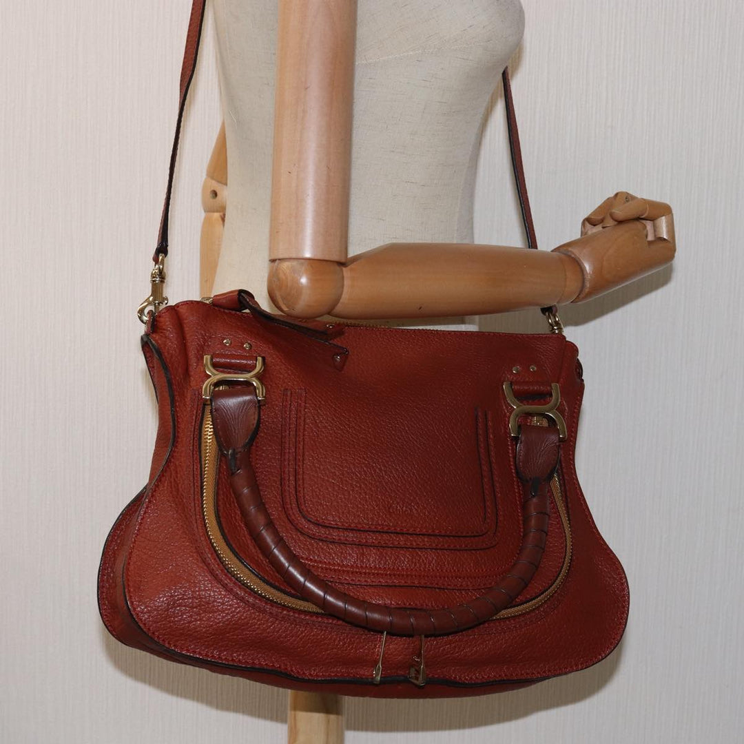 Chloe Mercy Shoulder Bag Leather 2way Brown fm3462