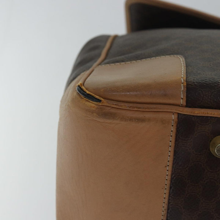 Celine Macadam Canvas Boston Bag PVC Leather Brown Auth fm3560