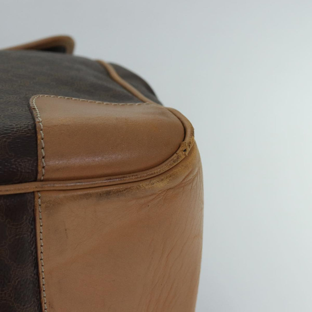 Celine Macadam Canvas Boston Bag PVC Leather Brown Auth fm3560
