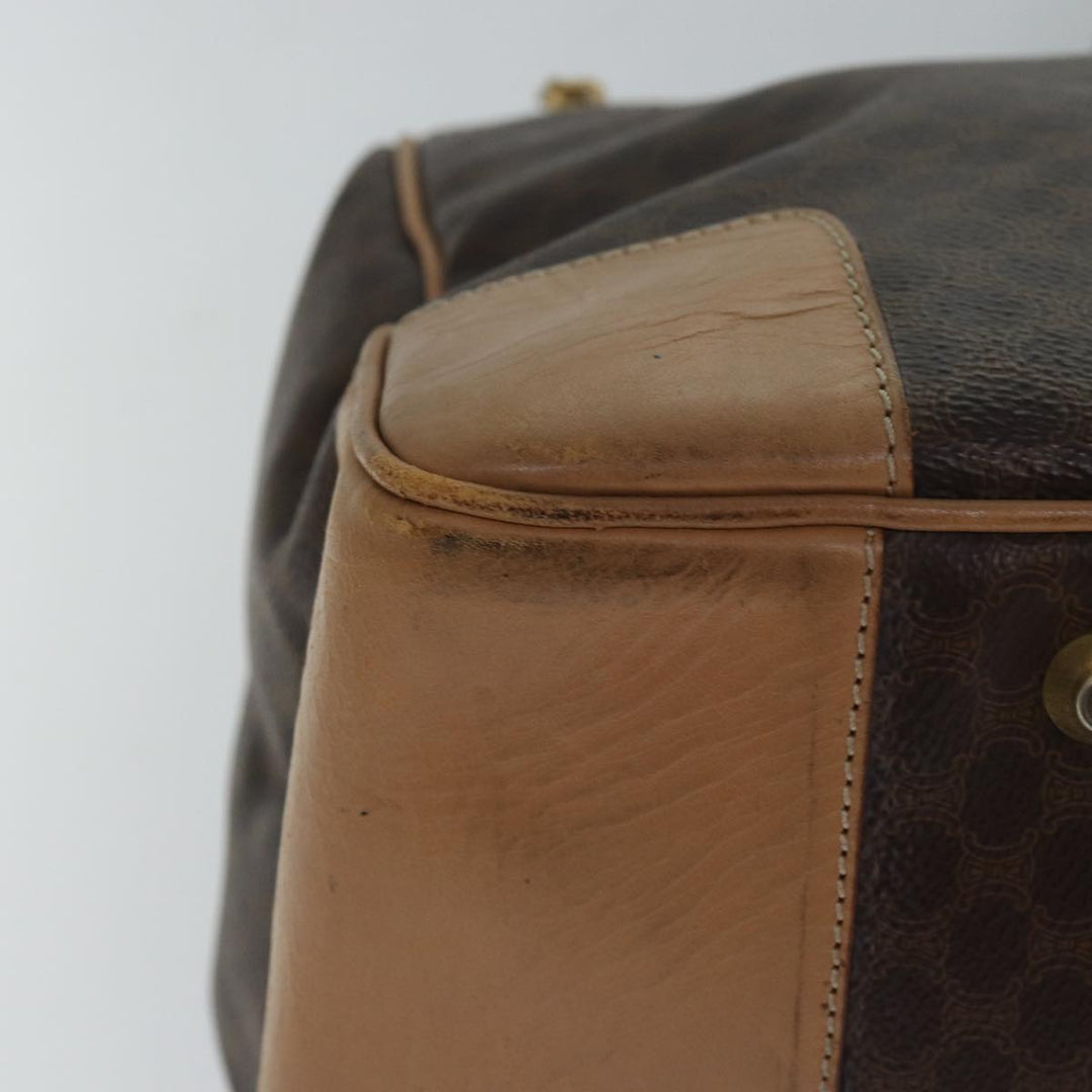 Celine Macadam Canvas Boston Bag PVC Leather Brown Auth fm3560