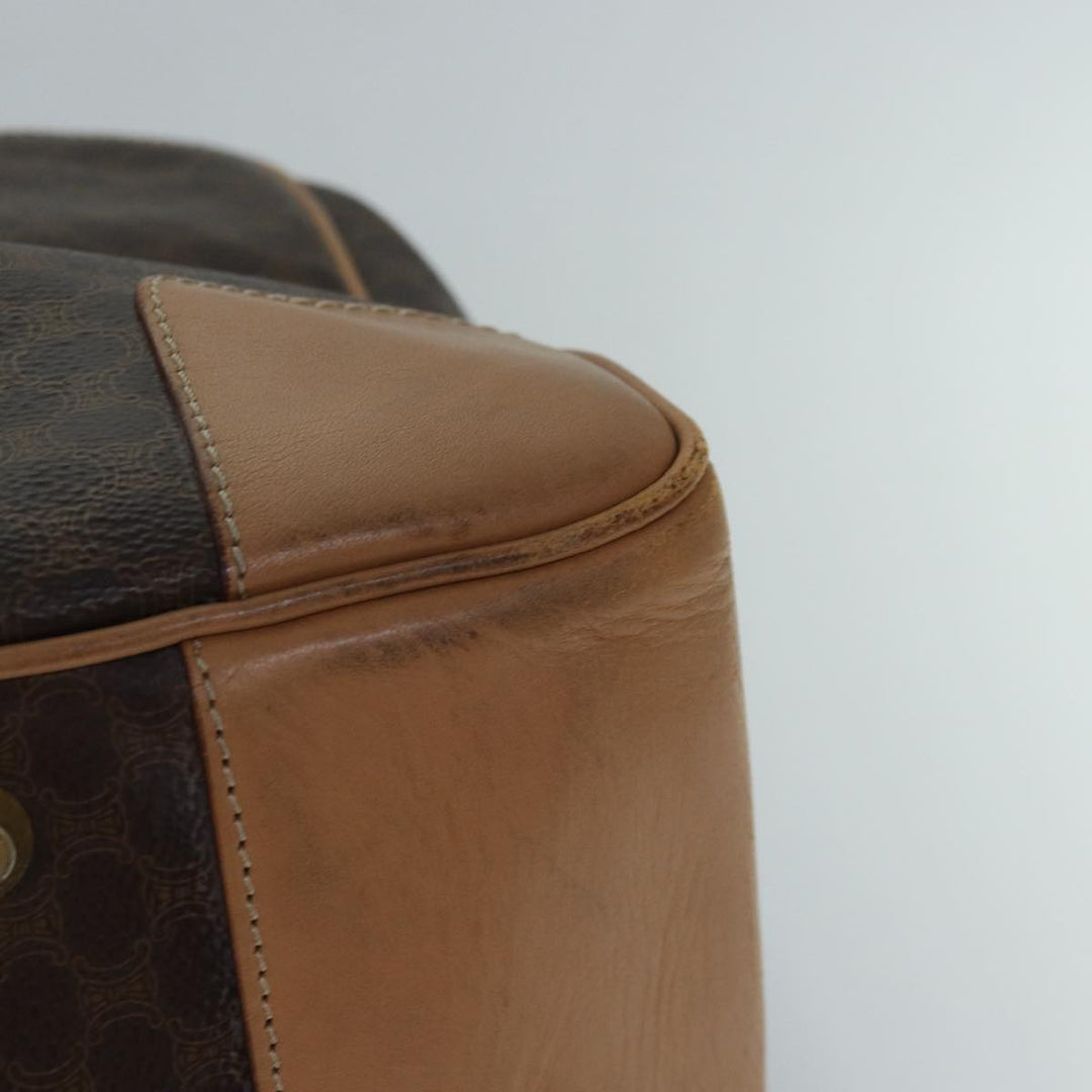 Celine Macadam Canvas Boston Bag PVC Leather Brown Auth fm3560