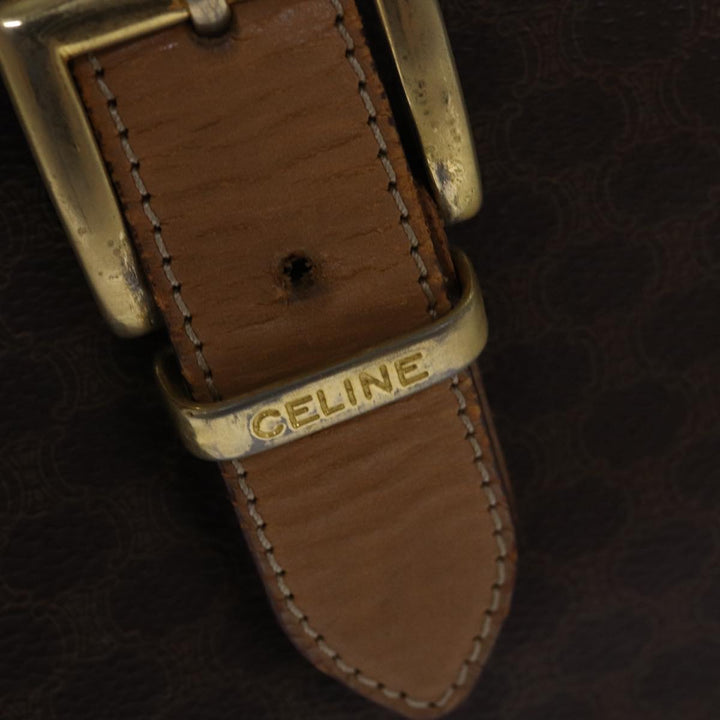 Celine Macadam Canvas Boston Bag PVC Leather Brown Auth fm3560