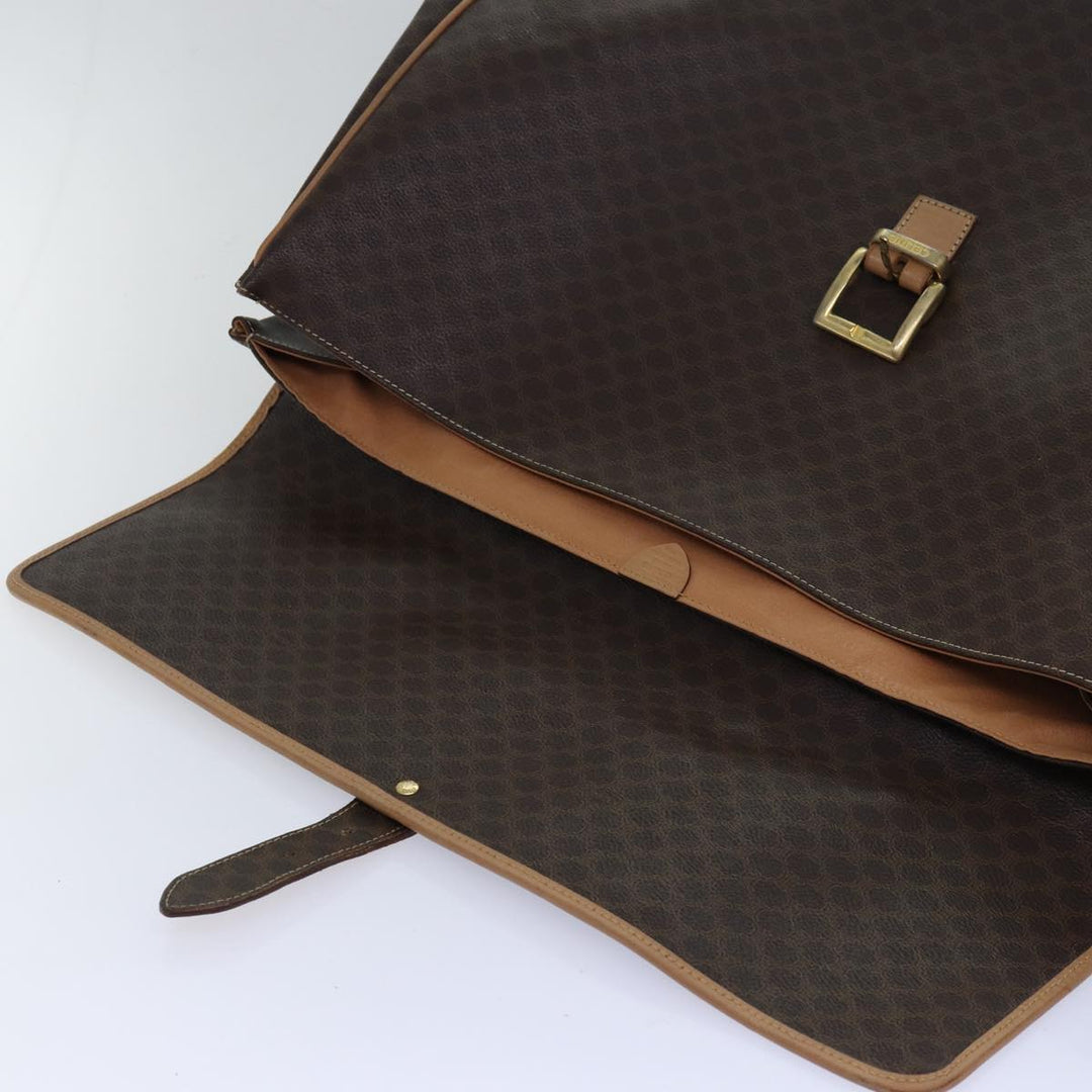 Celine Macadam Canvas Boston Bag PVC Leather Brown Auth fm3560