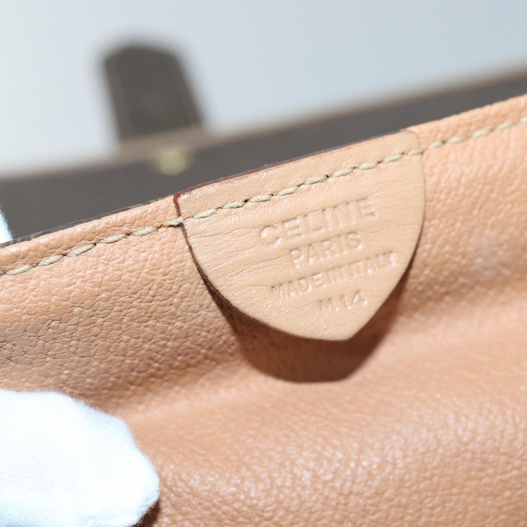 Celine Macadam Canvas Boston Bag PVC Leather Brown Auth fm3560