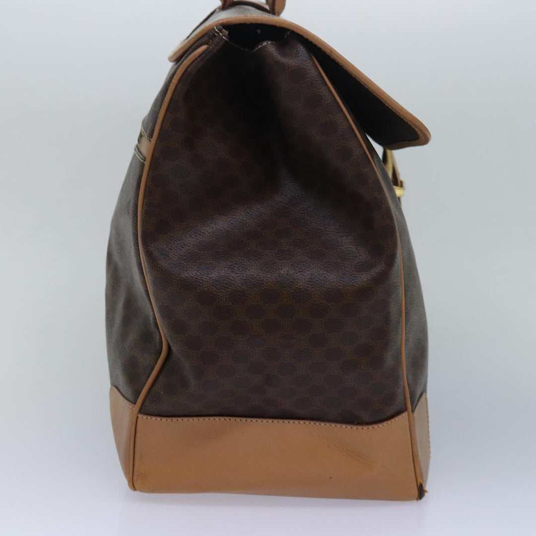 Celine Macadam Canvas Boston Bag PVC Leather Brown Auth fm3560