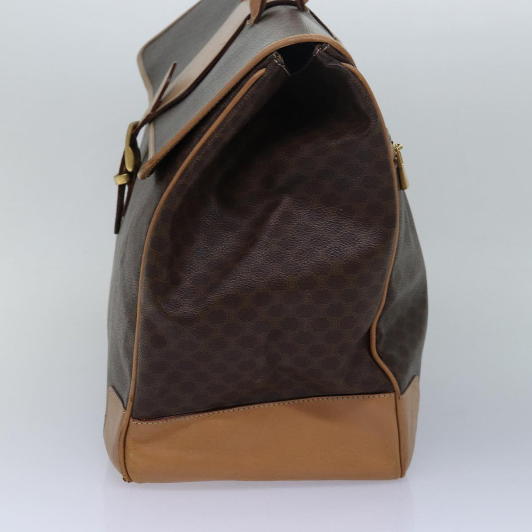 Celine Macadam Canvas Boston Bag PVC Leather Brown Auth fm3560