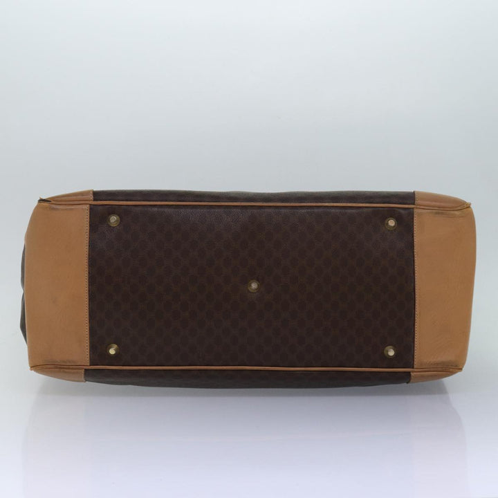 Celine Macadam Canvas Boston Bag PVC Leather Brown Auth fm3560