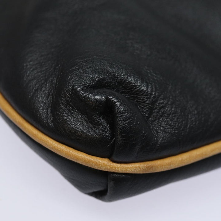 Celine Clutch Bag Leather Black Auth fm3562