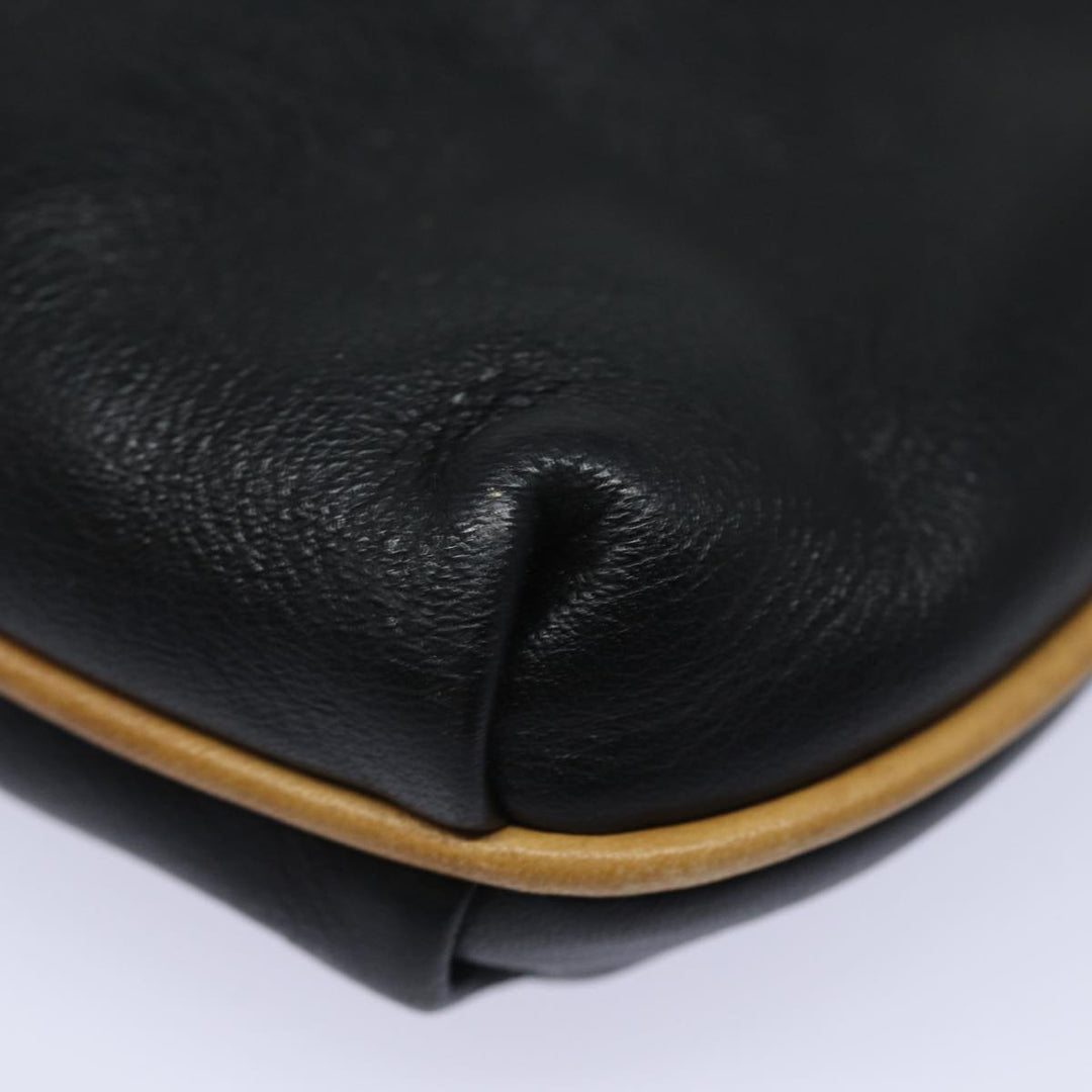 Celine Clutch Bag Leather Black Auth fm3562