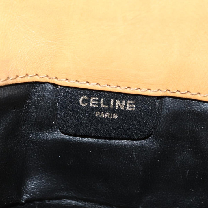Celine Clutch Bag Leather Black Auth fm3562