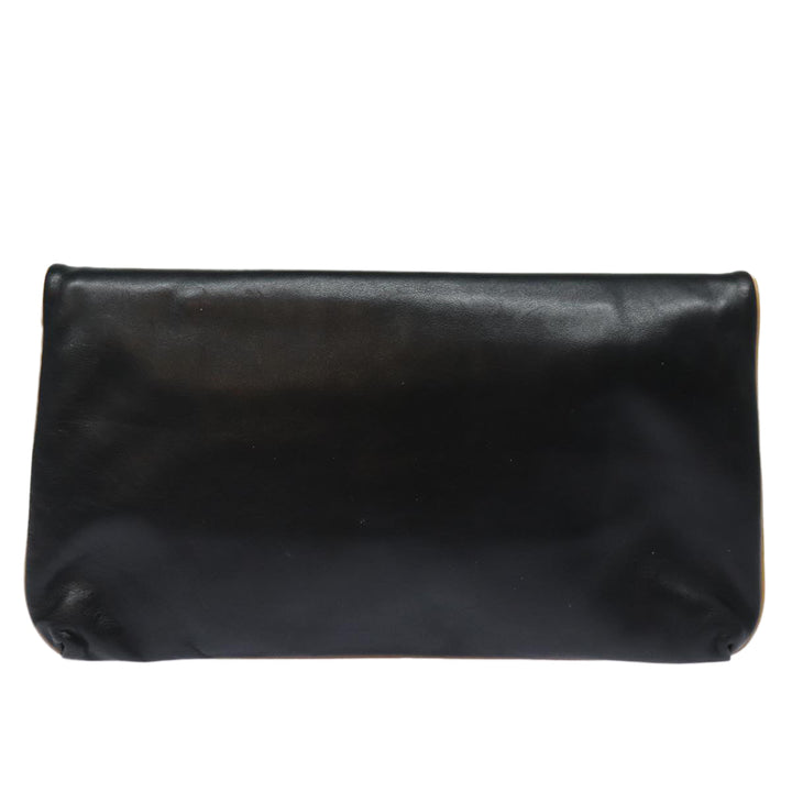 Celine Clutch Bag Leather Black Auth fm3562