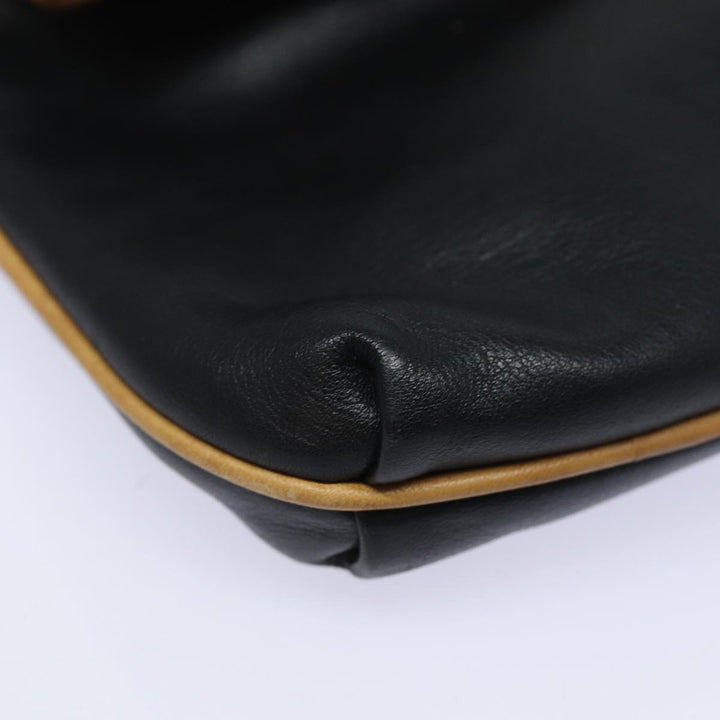 Celine Clutch Bag Leather Black Auth fm3562