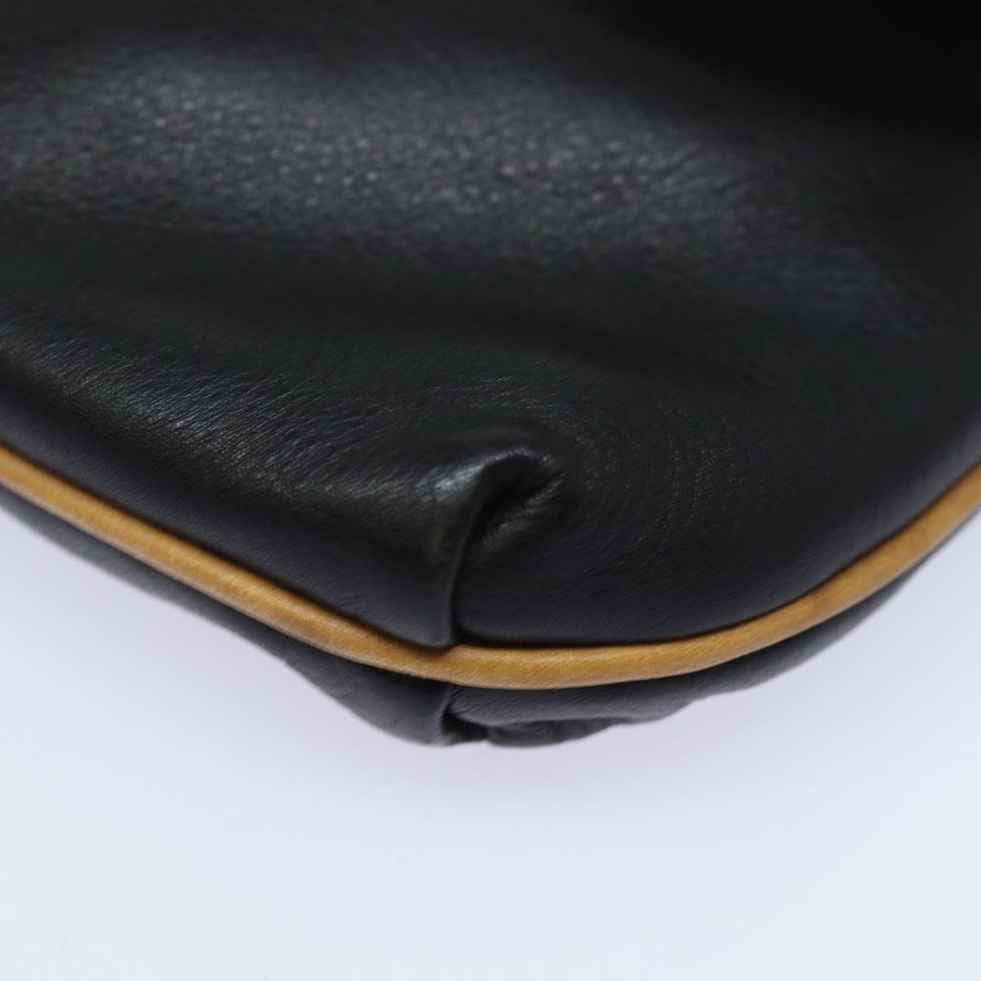 Celine Clutch Bag Leather Black Auth fm3562