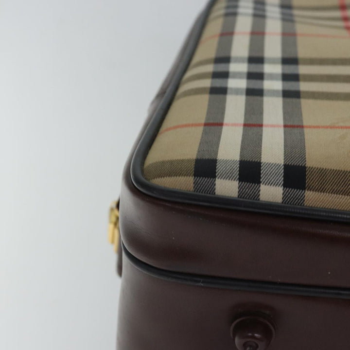 BurberrySs Nova Check Boston Bag Canvas Beige Auth fm3564