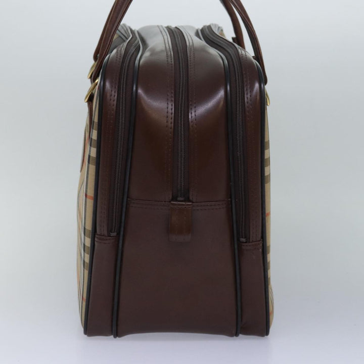 BurberrySs Nova Check Boston Bag Canvas Beige Auth fm3564