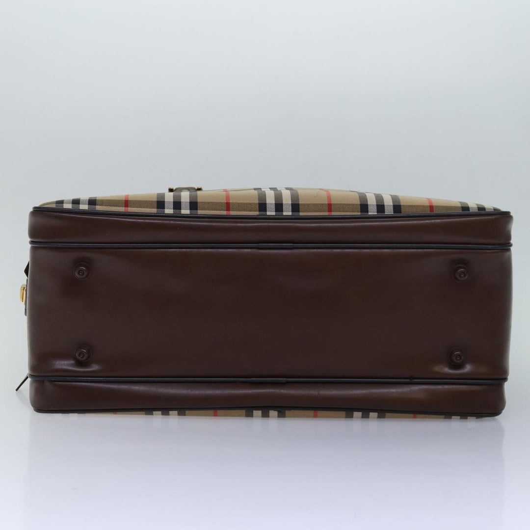 BurberrySs Nova Check Boston Bag Canvas Beige Auth fm3564