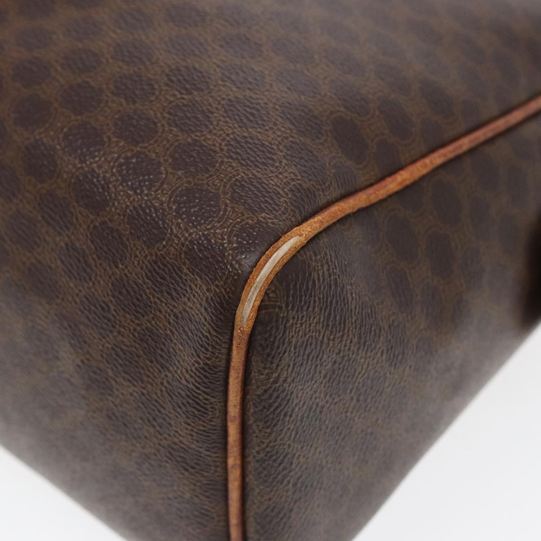 Celine Macadam Canvas Boston Bag PVC Leather Brown Auth fm3647