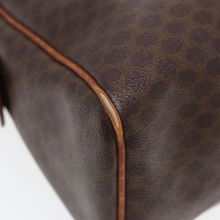 Celine Macadam Canvas Boston Bag PVC Leather Brown Auth fm3647