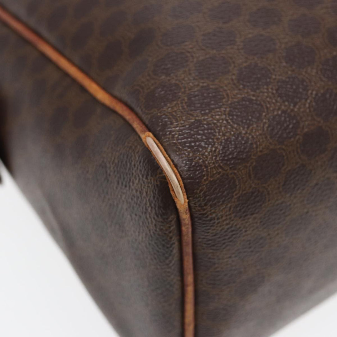 Celine Macadam Canvas Boston Bag PVC Leather Brown Auth fm3647
