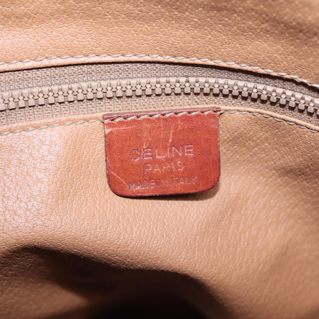 Celine Macadam Canvas Boston Bag PVC Leather Brown Auth fm3647
