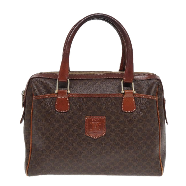 Celine Macadam Canvas Boston Bag PVC Leather Brown Auth fm3647