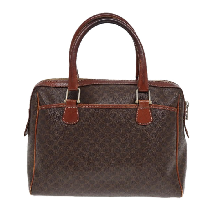Celine Macadam Canvas Boston Bag PVC Leather Brown Auth fm3647