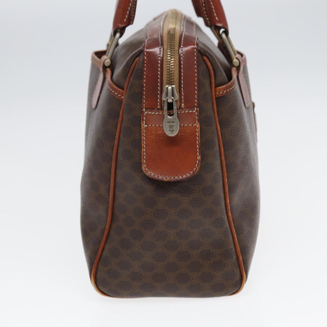 Celine Macadam Canvas Boston Bag PVC Leather Brown Auth fm3647