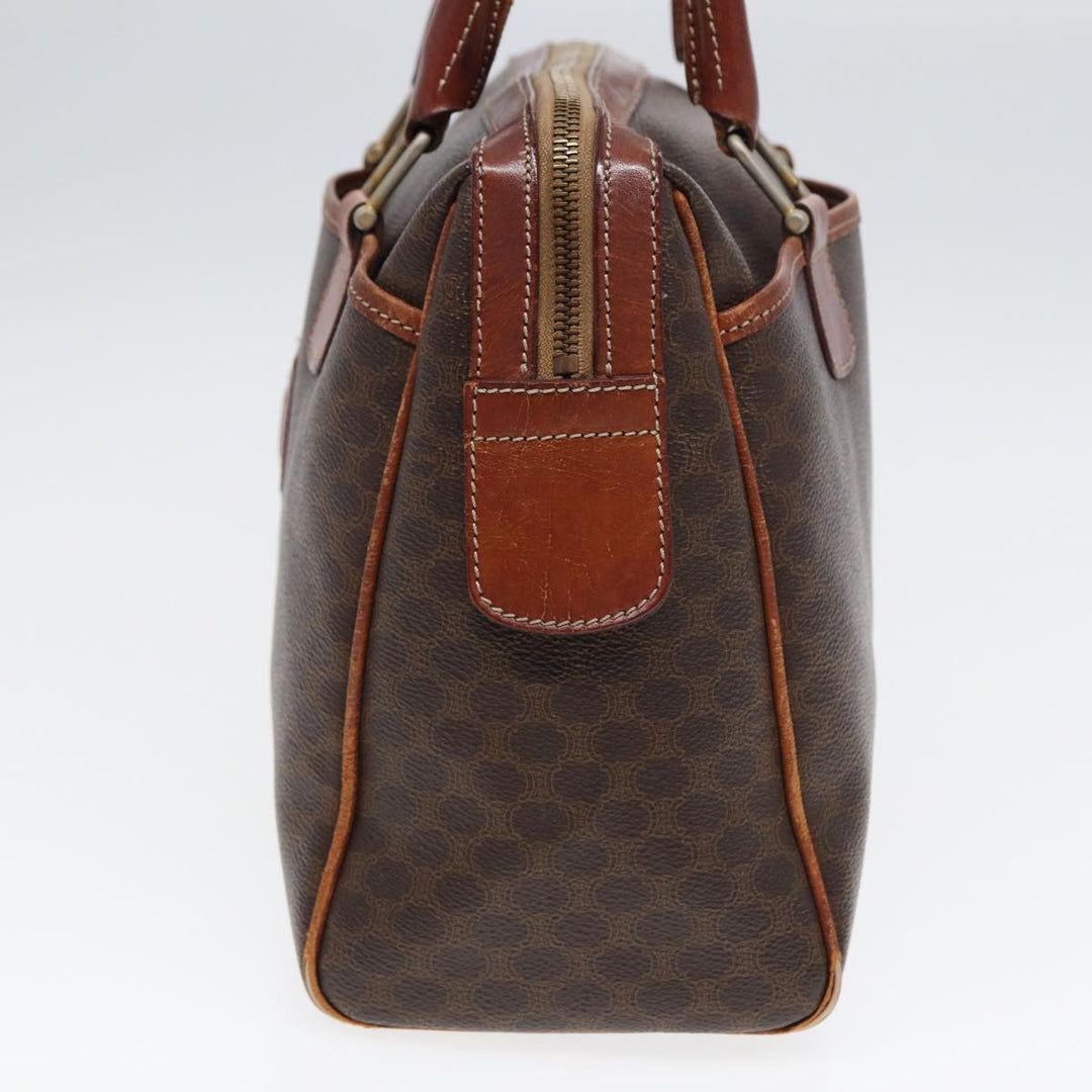 Celine Macadam Canvas Boston Bag PVC Leather Brown Auth fm3647