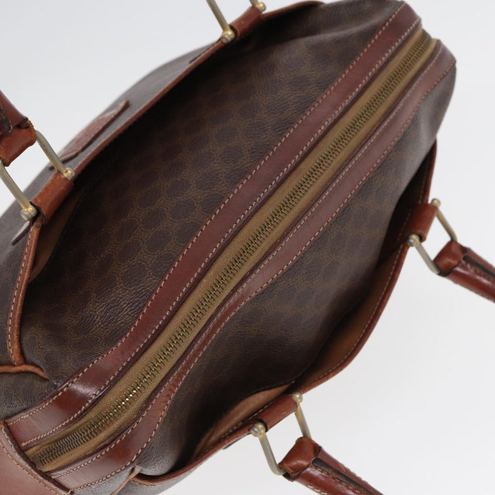 Celine Macadam Canvas Boston Bag PVC Leather Brown Auth fm3647