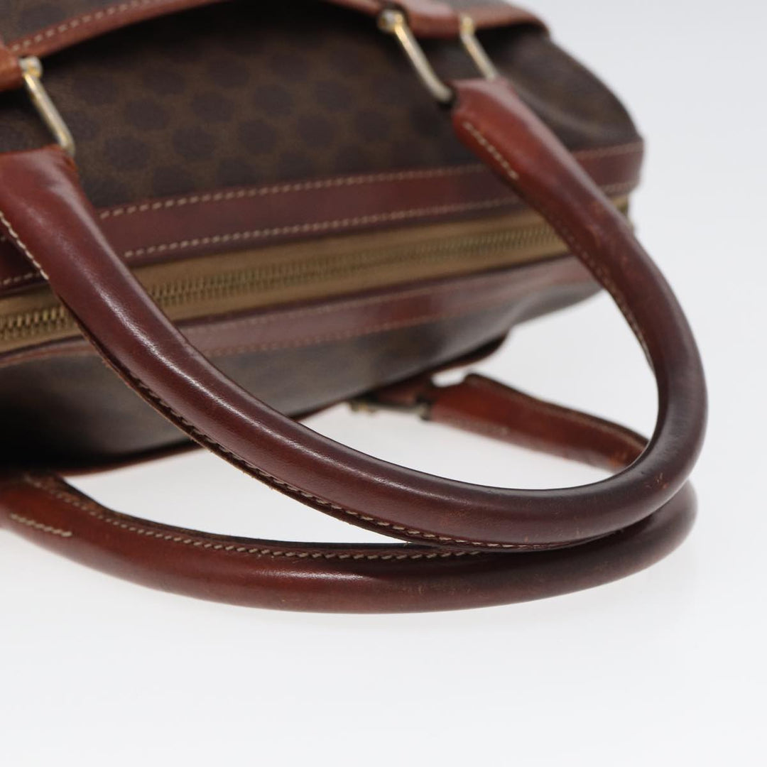 Celine Macadam Canvas Boston Bag PVC Leather Brown Auth fm3647