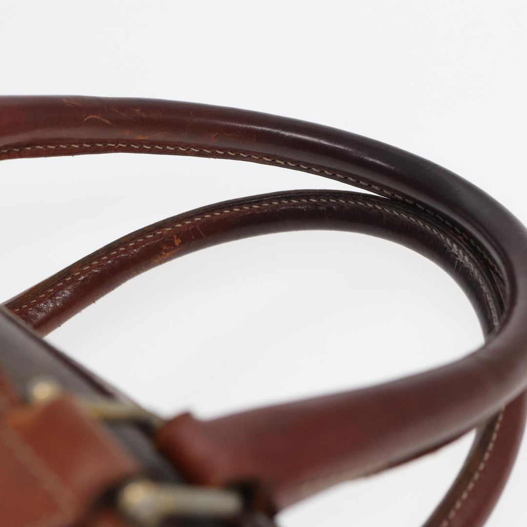 Celine Macadam Canvas Boston Bag PVC Leather Brown Auth fm3647