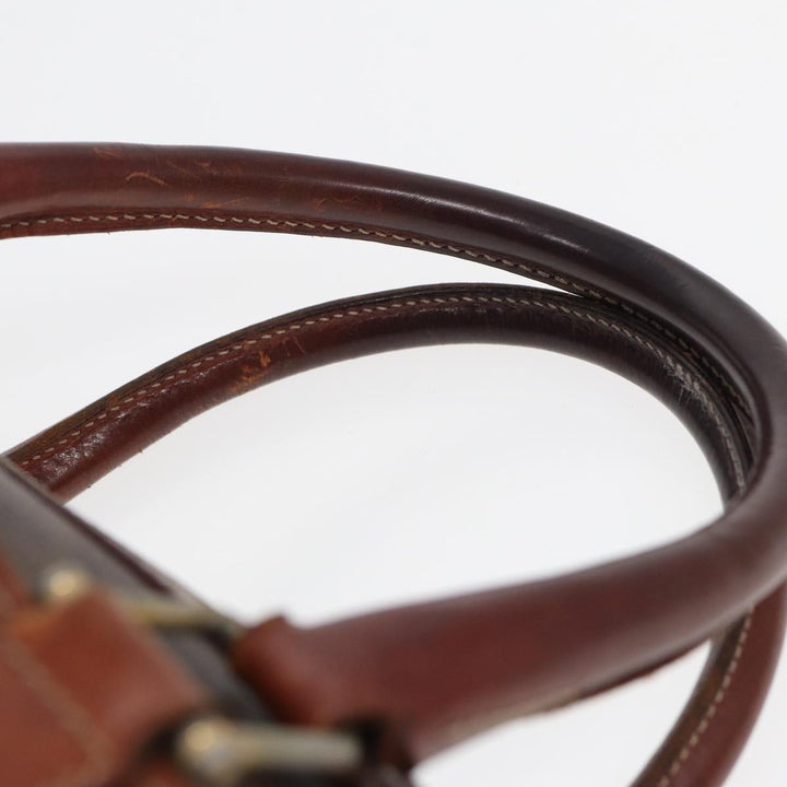 Celine Macadam Canvas Boston Bag PVC Leather Brown Auth fm3647