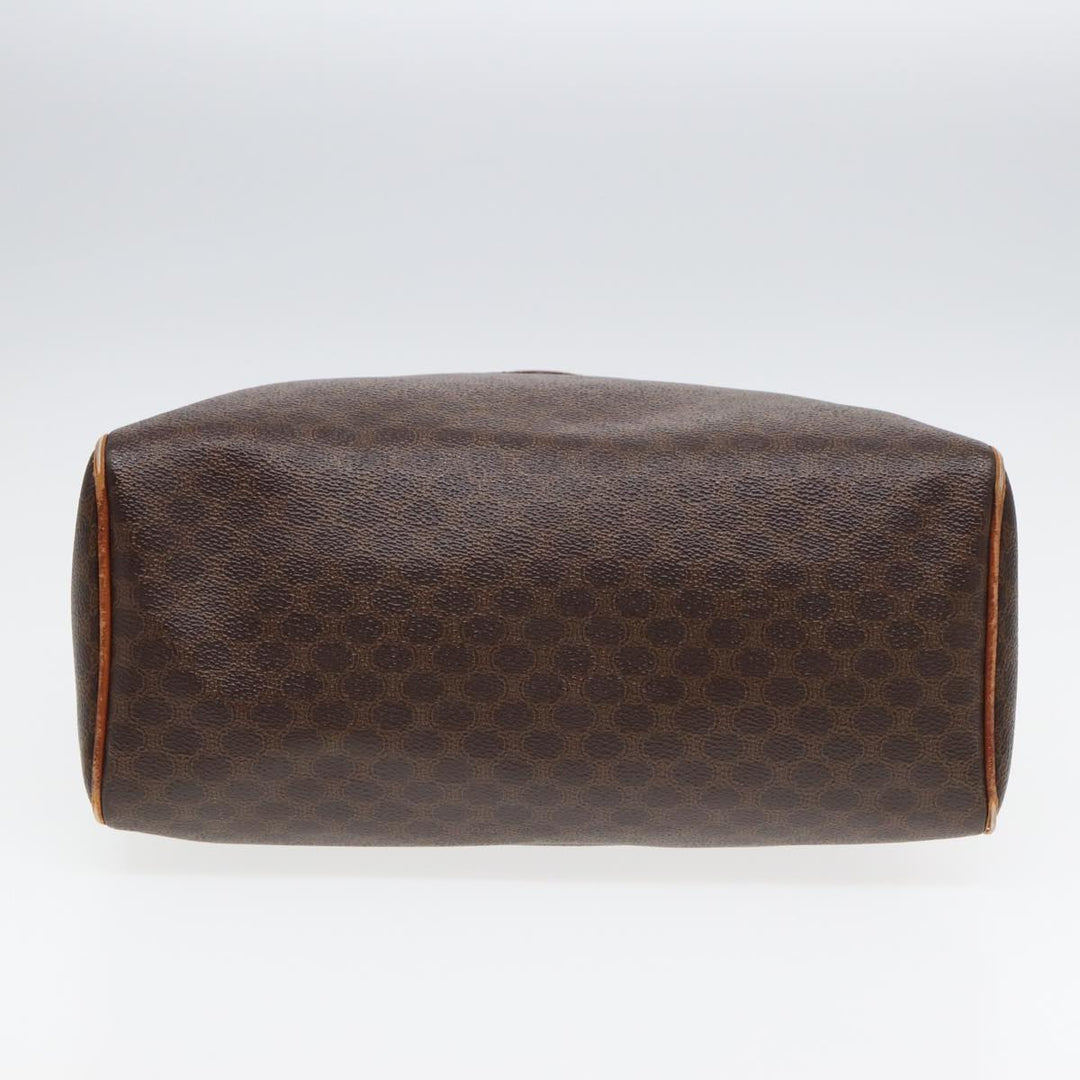 Celine Macadam Canvas Boston Bag PVC Leather Brown Auth fm3647