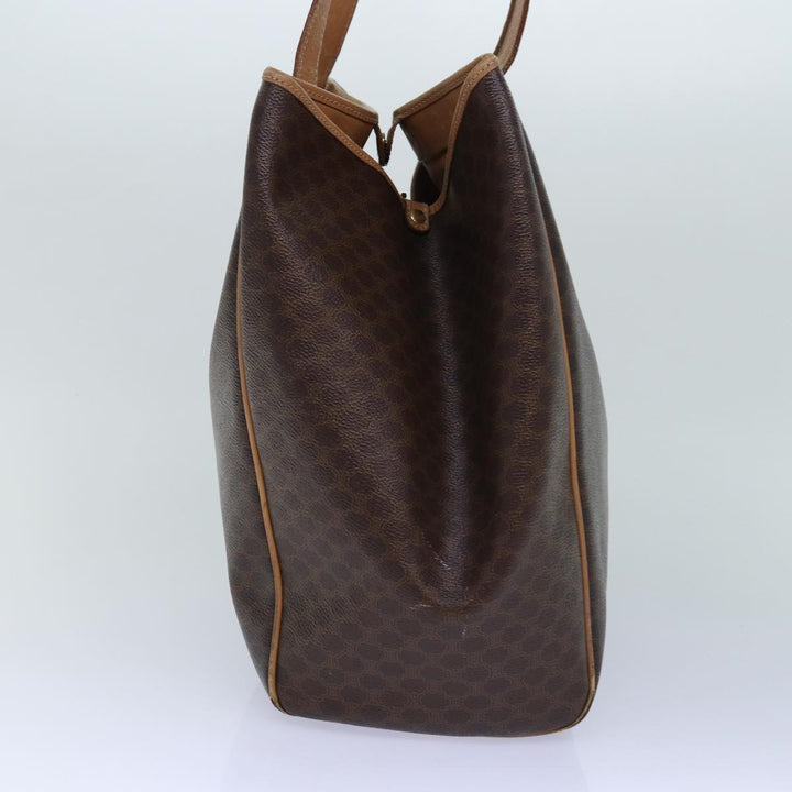 Celine Macadam Canvas Tote Bag PVC Leather Brown Auth fm3671