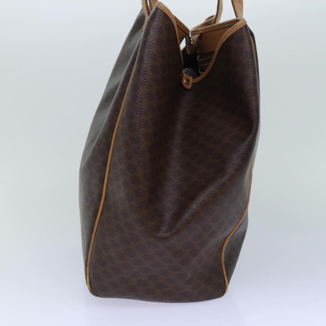 Celine Macadam Canvas Tote Bag PVC Leather Brown Auth fm3671