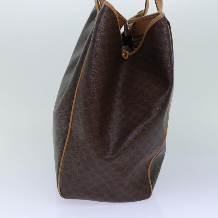 Celine Macadam Canvas Tote Bag PVC Leather Brown Auth fm3671