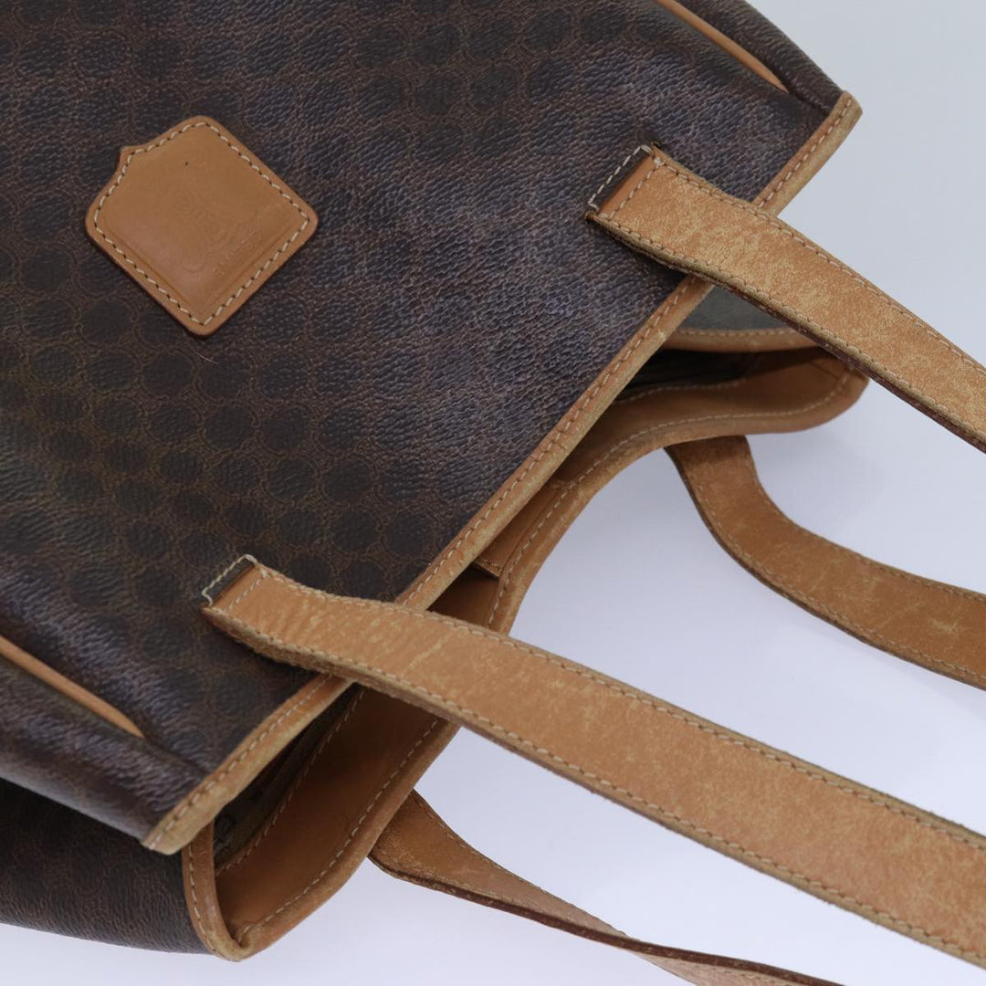 Celine Macadam Canvas Tote Bag PVC Leather Brown Auth fm3671