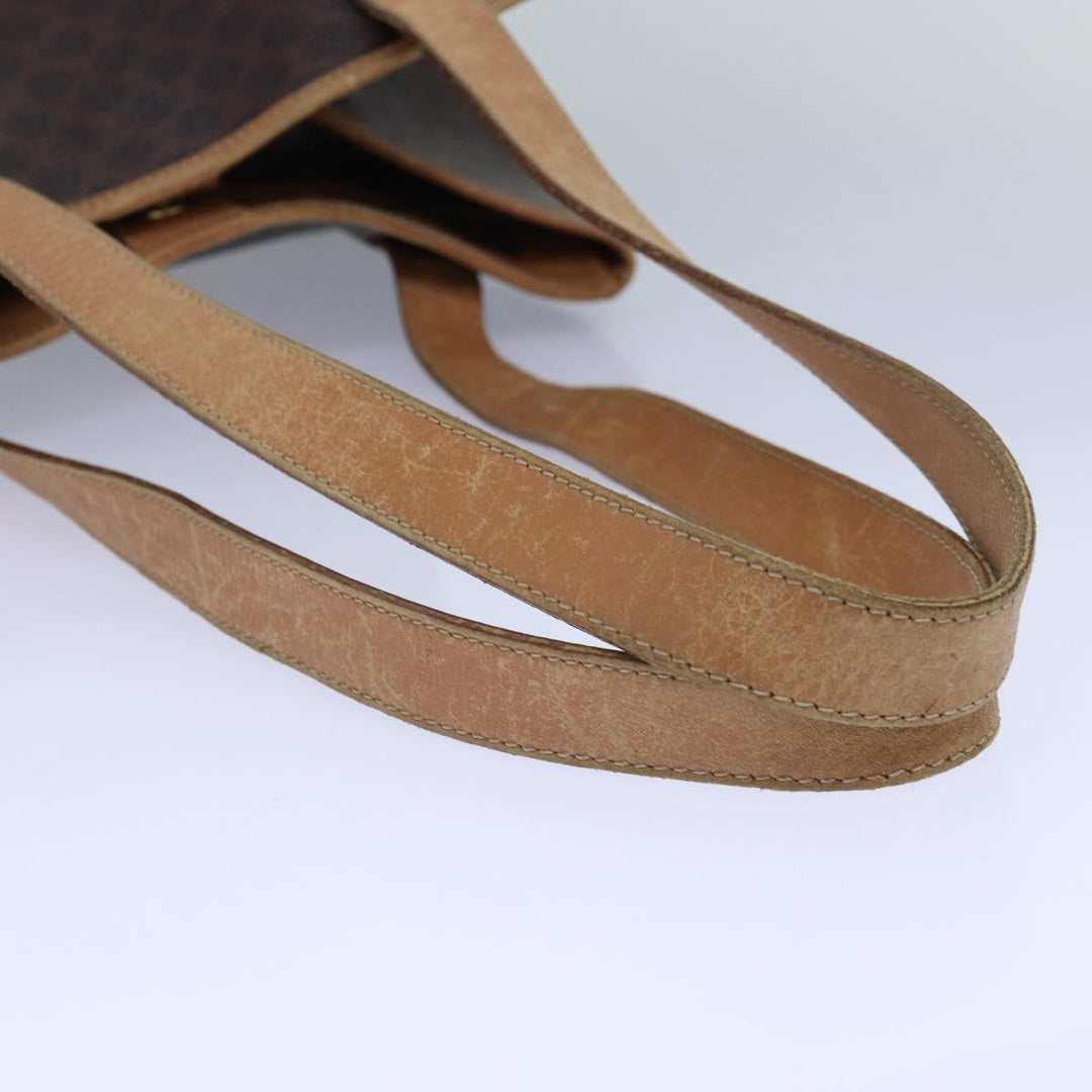 Celine Macadam Canvas Tote Bag PVC Leather Brown Auth fm3671