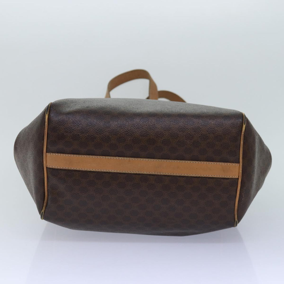Celine Macadam Canvas Tote Bag PVC Leather Brown Auth fm3671