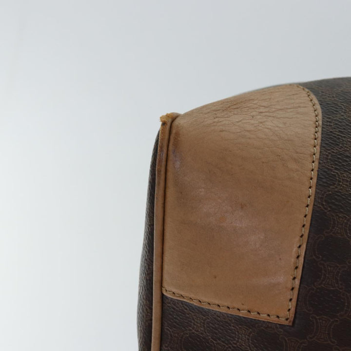 Celine Macadam Canvas Boston Bag PVC Leather Brown Auth fm3673