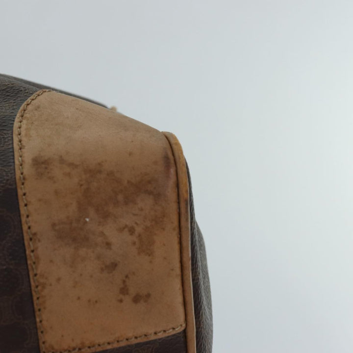 Celine Macadam Canvas Boston Bag PVC Leather Brown Auth fm3673