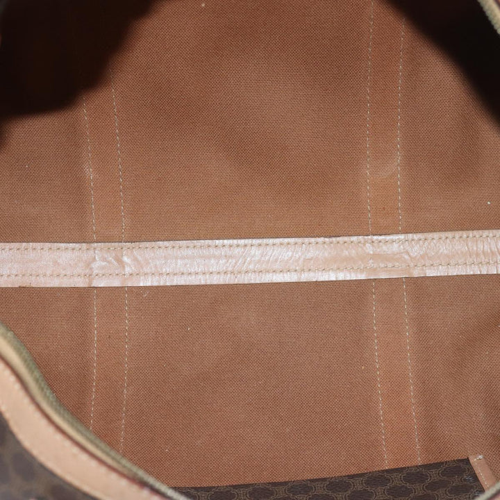 Celine Macadam Canvas Boston Bag PVC Leather Brown Auth fm3673