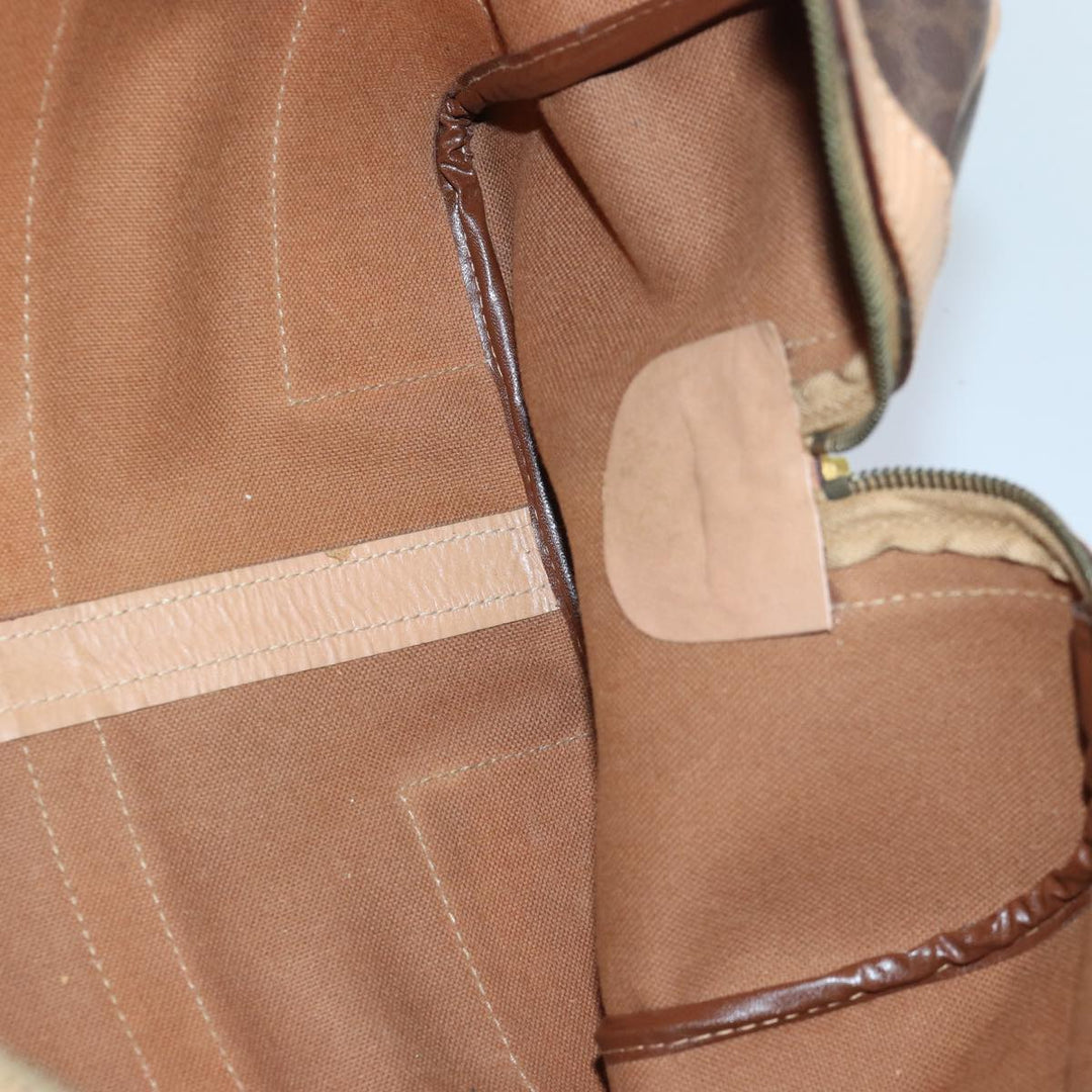 Celine Macadam Canvas Boston Bag PVC Leather Brown Auth fm3673