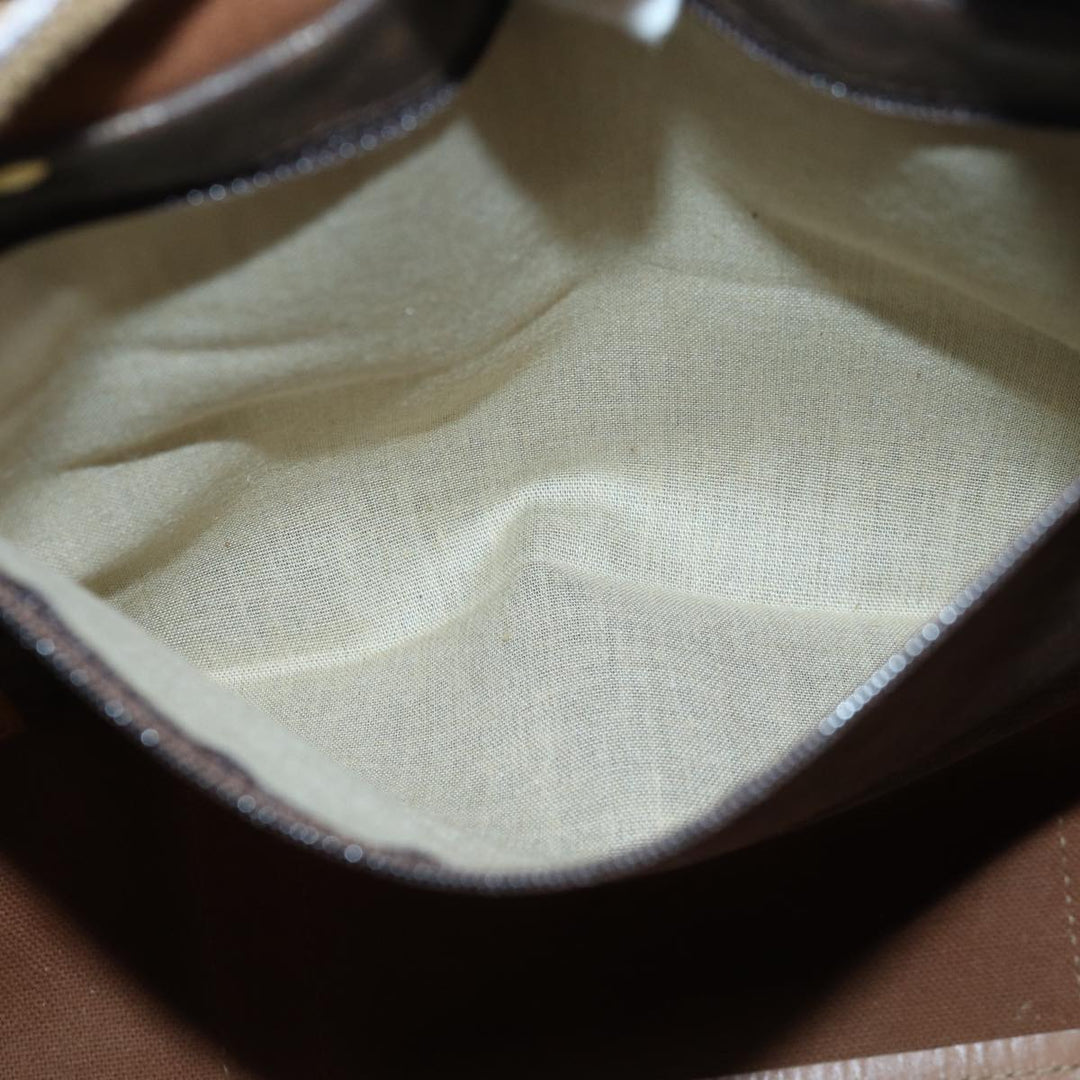 Celine Macadam Canvas Boston Bag PVC Leather Brown Auth fm3673