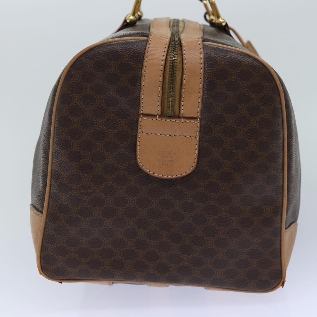 Celine Macadam Canvas Boston Bag PVC Leather Brown Auth fm3673
