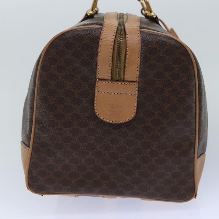 Celine Macadam Canvas Boston Bag PVC Leather Brown Auth fm3673
