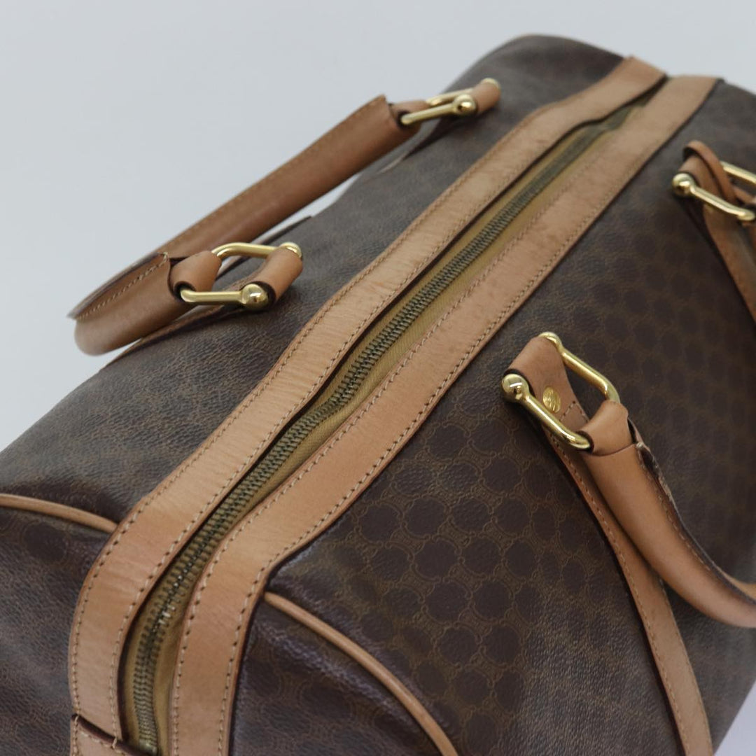Celine Macadam Canvas Boston Bag PVC Leather Brown Auth fm3673