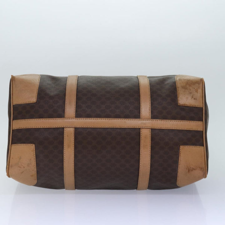 Celine Macadam Canvas Boston Bag PVC Leather Brown Auth fm3673