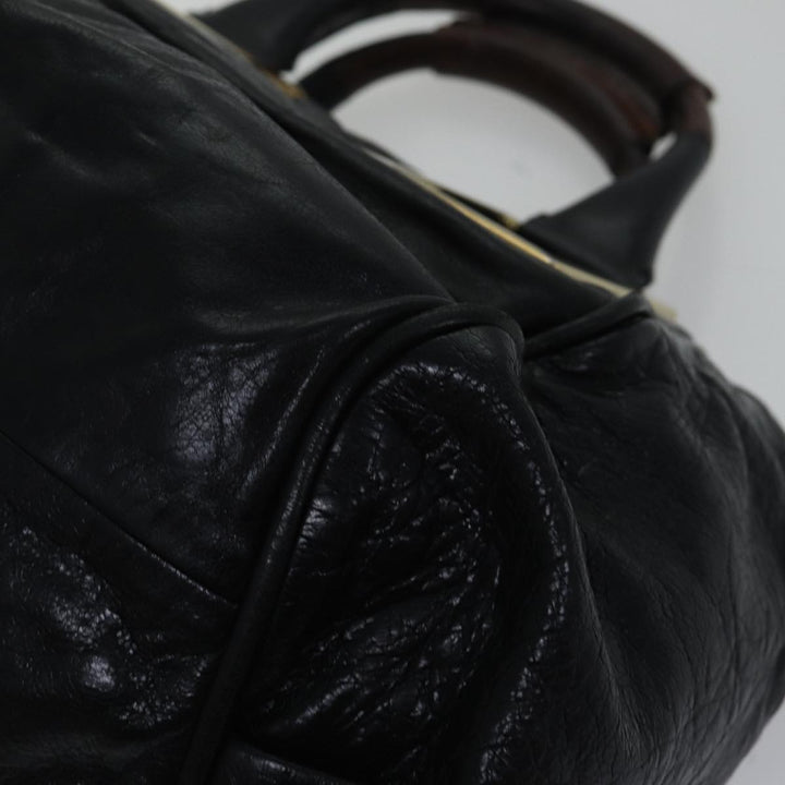 Chloe Etel Hand Bag Leather 2way Black Gold fm3754